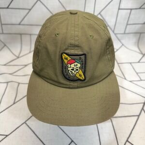 Dark Seas Division Strapback Hat OS Olive Green Ripstop Skull Surf Patch Cap